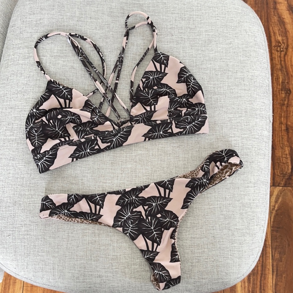 Acacia black elephant ear print bikini